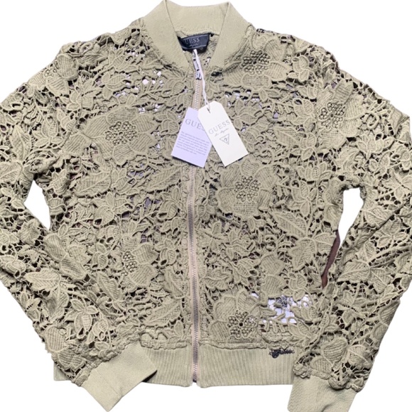 Guess Olive Green Lace Jacket - New with Tag - Size Small - Picture 1 of 8